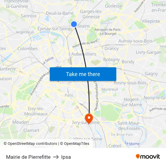 Mairie de Pierrefitte to Ipsa map