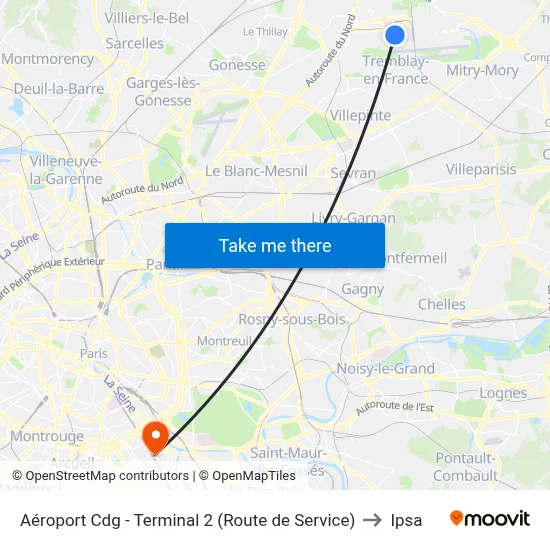 Aéroport Cdg - Terminal 2 (Route de Service) to Ipsa map