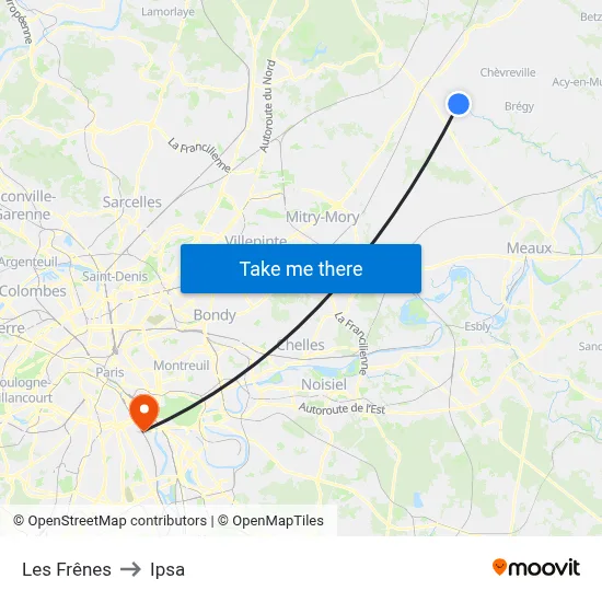 Les Frênes to Ipsa map