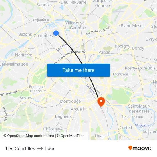 Les Courtilles to Ipsa map