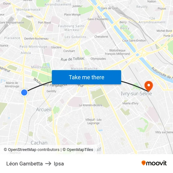 Léon Gambetta to Ipsa map