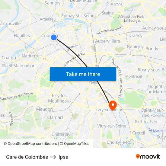 Gare de Colombes to Ipsa map