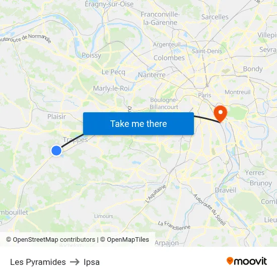 Les Pyramides to Ipsa map