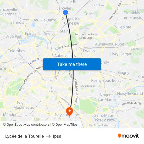 Lycée de la Tourelle to Ipsa map