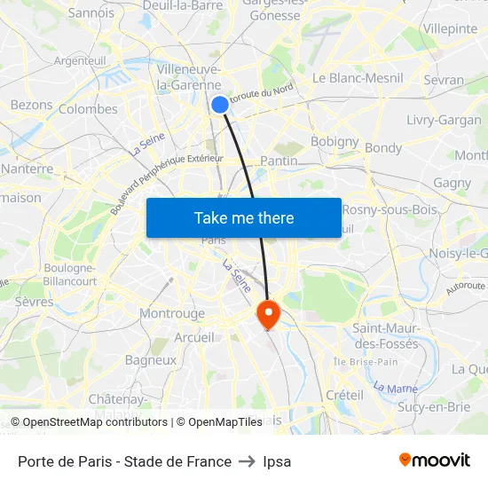 Porte de Paris - Stade de France to Ipsa map