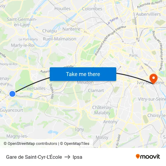 Gare de Saint-Cyr-L'École to Ipsa map