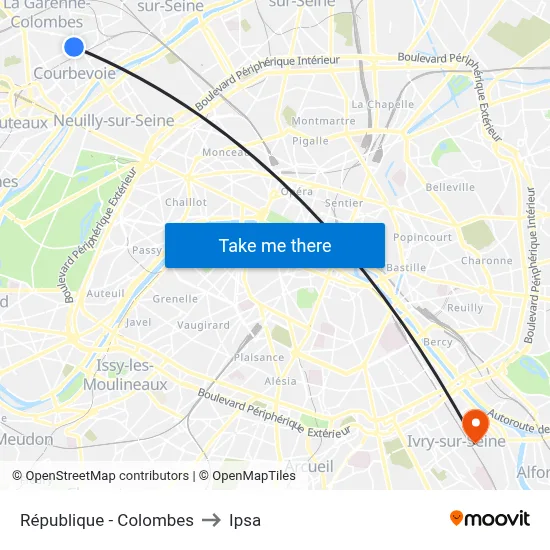 République - Colombes to Ipsa map