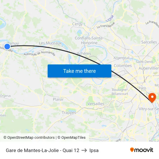 Gare de Mantes-La-Jolie - Quai 12 to Ipsa map