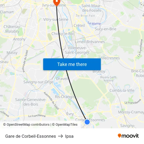 Gare de Corbeil-Essonnes to Ipsa map