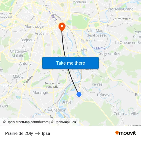 Prairie de L'Oly to Ipsa map