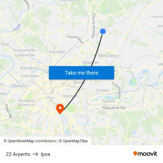 22 Arpents to Ipsa map