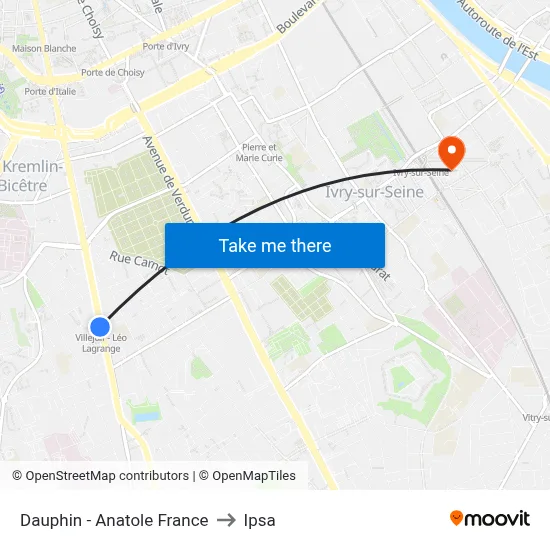 Dauphin - Anatole France to Ipsa map