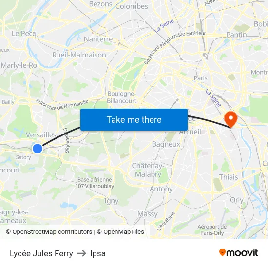 Lycée Jules Ferry to Ipsa map