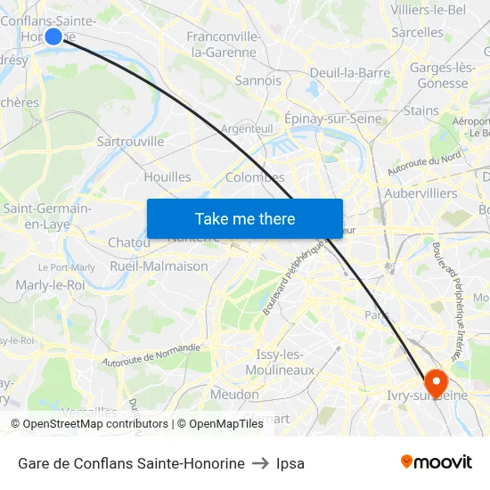 Gare de Conflans Sainte-Honorine to Ipsa map