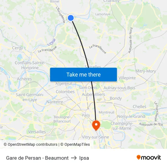 Gare de Persan - Beaumont to Ipsa map
