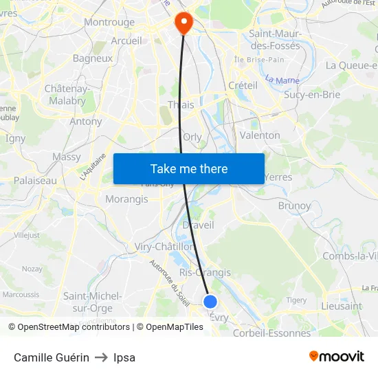 Camille Guérin to Ipsa map