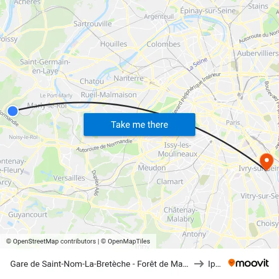 Gare de Saint-Nom-La-Bretèche - Forêt de Marly to Ipsa map