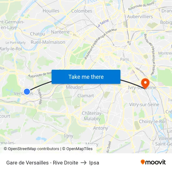 Gare de Versailles - Rive Droite to Ipsa map