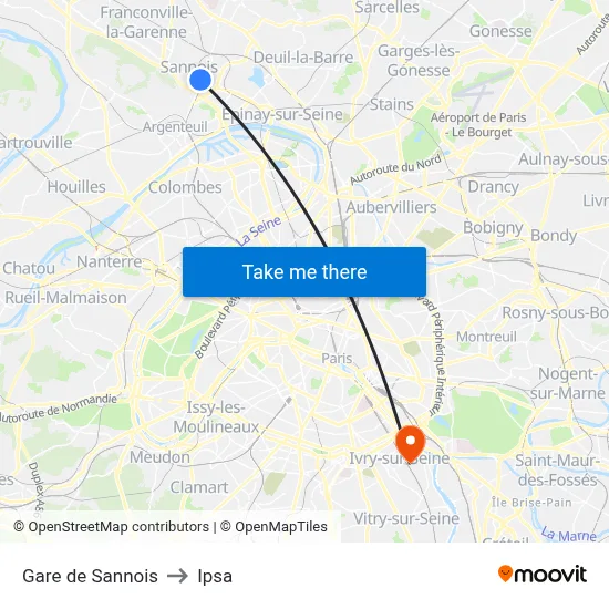 Gare de Sannois to Ipsa map
