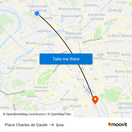 Place Charles de Gaulle to Ipsa map