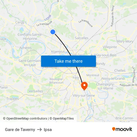 Gare de Taverny to Ipsa map