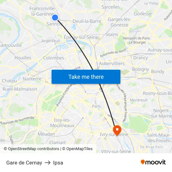 Gare de Cernay to Ipsa map