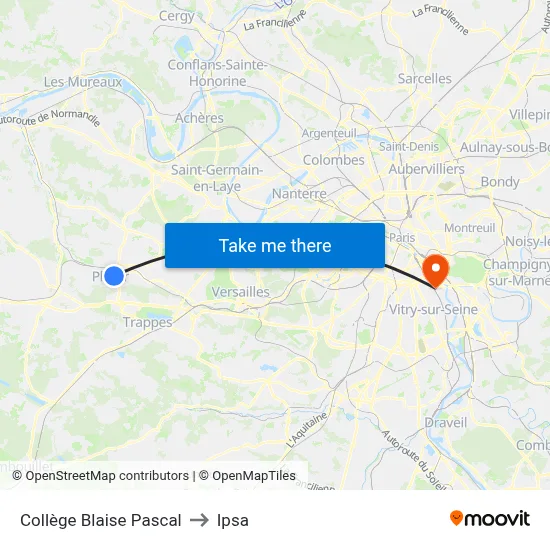 Collège Blaise Pascal to Ipsa map