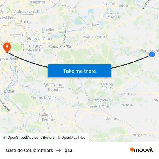 Gare de Coulommiers to Ipsa map