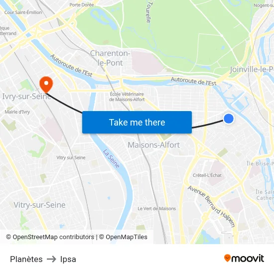 Planètes to Ipsa map