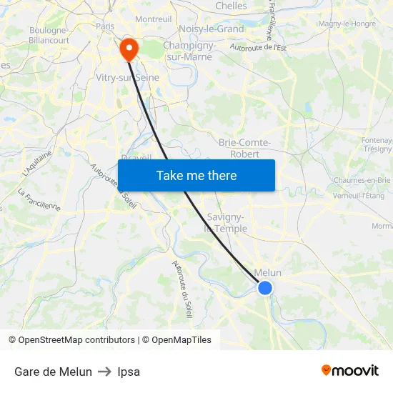 Gare de Melun to Ipsa map