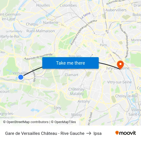 Gare de Versailles Château - Rive Gauche to Ipsa map