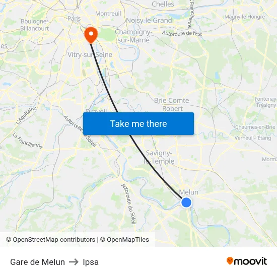 Gare de Melun to Ipsa map