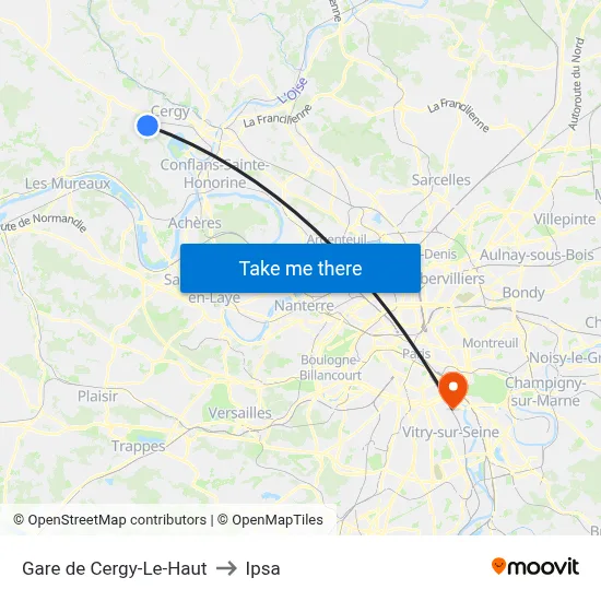 Gare de Cergy-Le-Haut to Ipsa map