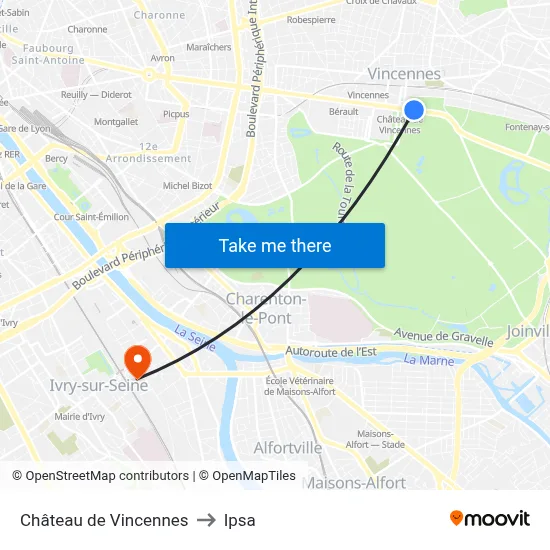 Château de Vincennes to Ipsa map