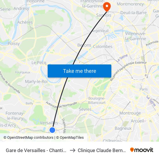 Gare de Versailles - Chantiers to Clinique Claude Bernard map