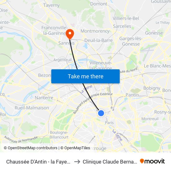 Chaussée D'Antin - la Fayette to Clinique Claude Bernard map