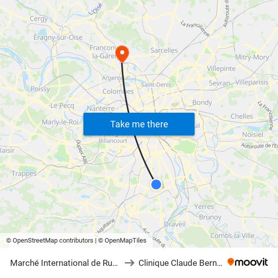 Marché International de Rungis to Clinique Claude Bernard map