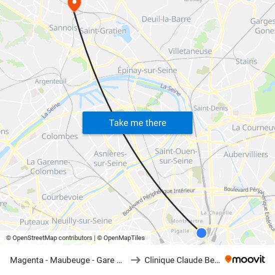 Magenta - Maubeuge - Gare du Nord to Clinique Claude Bernard map