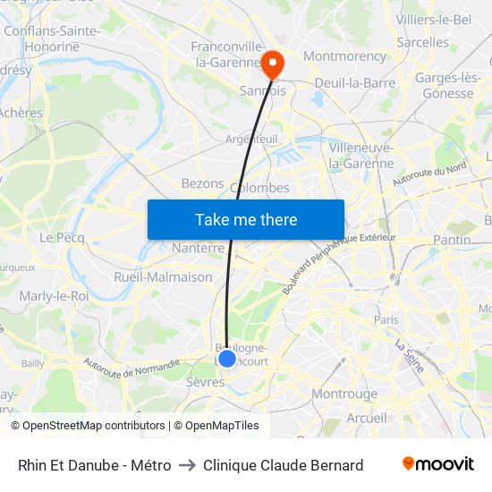 Rhin Et Danube - Métro to Clinique Claude Bernard map
