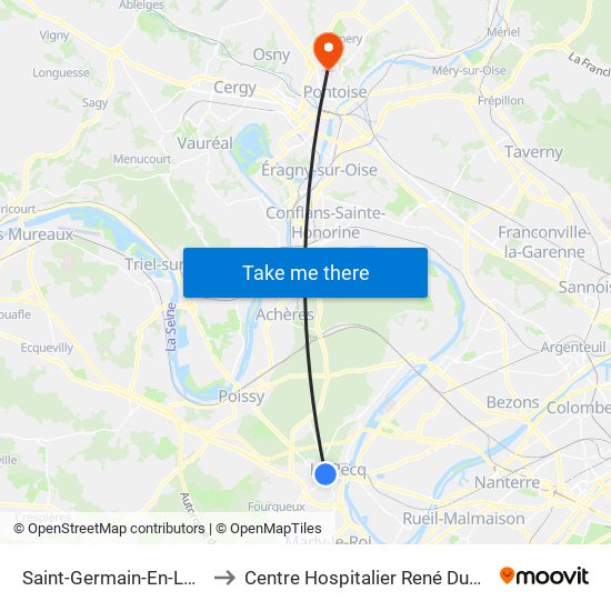 Saint-Germain-En-Laye to Centre Hospitalier René Dubos map