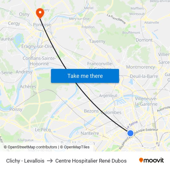 Clichy - Levallois to Centre Hospitalier René Dubos map