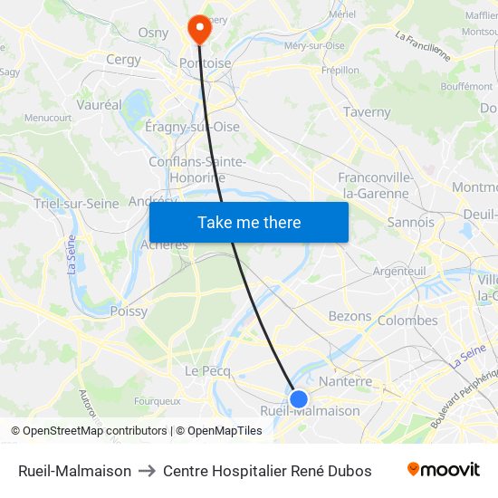 Rueil-Malmaison to Centre Hospitalier René Dubos map