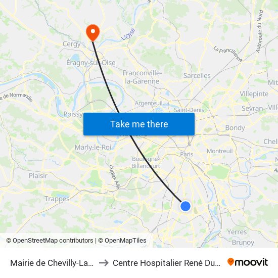 Mairie de Chevilly-Larue to Centre Hospitalier René Dubos map
