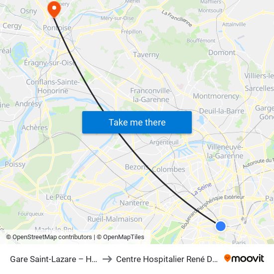 Gare Saint-Lazare – Havre to Centre Hospitalier René Dubos map