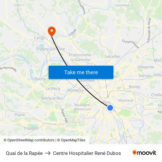 Quai de la Rapée to Centre Hospitalier René Dubos map