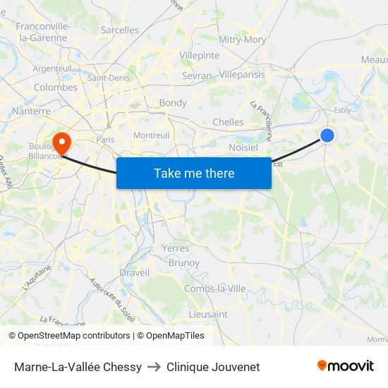 Marne-La-Vallée Chessy to Clinique Jouvenet map