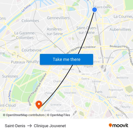 Saint-Denis to Clinique Jouvenet map