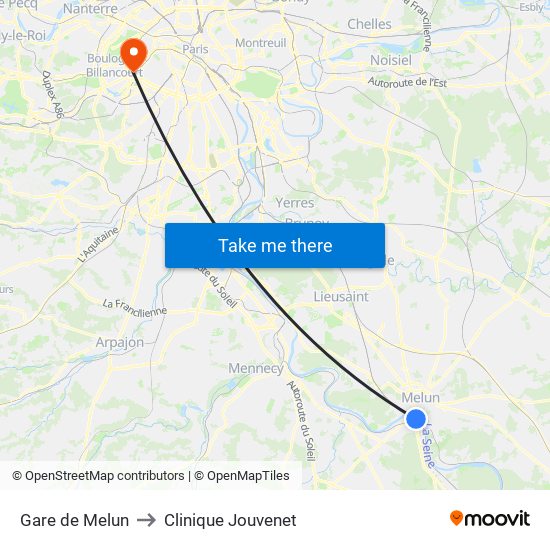 Gare de Melun to Clinique Jouvenet map