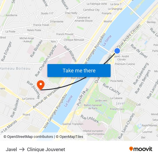 Javel to Clinique Jouvenet map