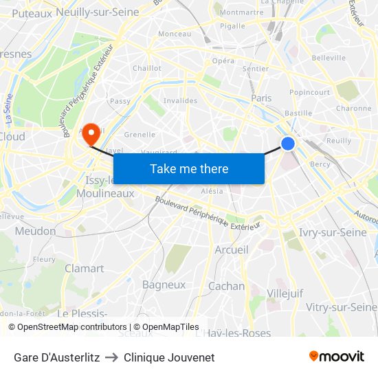 Gare D'Austerlitz to Clinique Jouvenet map